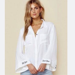 One Teaspoon Keystone Silk Shirt White